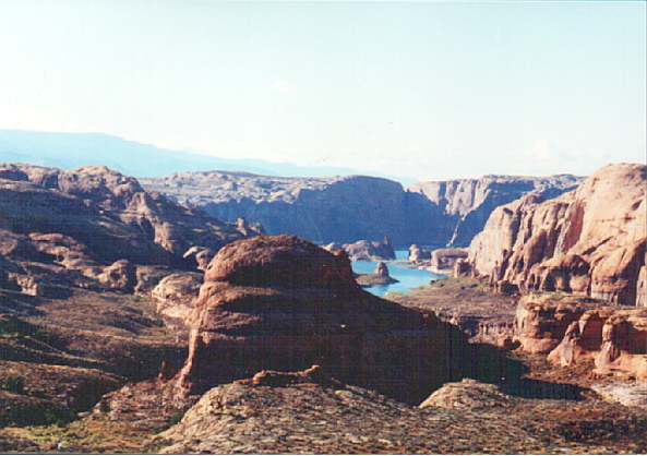 Looking back down Cottonwood Canyon at the route the settlers followed. In the distance the Hole-in-the-Rock with the Karoparowits Plateau Escalante Staircase National Monument.