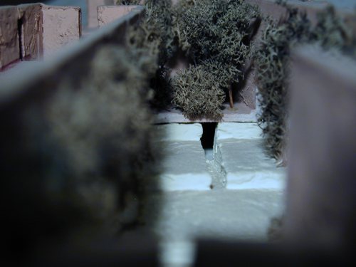 the spring of water springs forth from the ground at the head of the subway platform