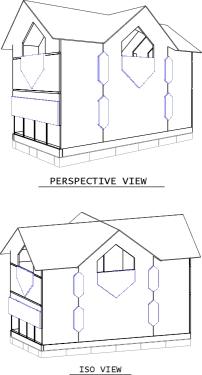 Perspective and Isometric Views of Cathouse