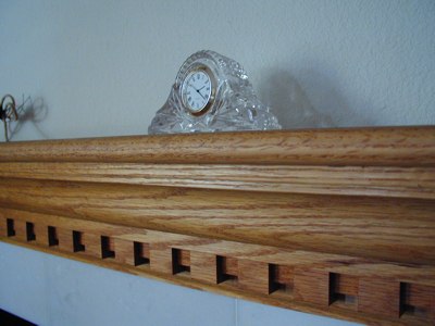 detail of oak mantle