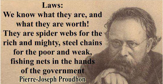 watched, inspected, spied upon, directed, law-driven, numbered, regulated, enrolled, indoctrinated, preached at, controlled, checked, estimated, valued, censured, commanded, registered, counted, taxed, stamped, measured, numbered, assessed, licensed, authorized, admonished, prevented, forbidden, reformed, corrected, punished, public, utility, contribution, drilled, fleeced, exploited, monopolized, extorted, squeezed, hoaxed, robbed, rsistance, complaint, tepressed, fined, vilified, harassed, hunted down, abused, clubbed, disarmed, bound, choked, imprisoned, judged, condemned, shot, deported, sacrificed, sold, betrayed, crown all, mocked, ridiculed, derided, outraged, dishonored, government, justicte, morality