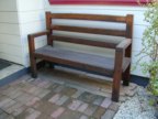 mission style oak bench with oak pegs